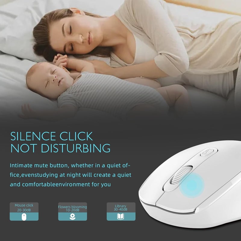 ONEUP Wireless Mouse, 2.4G, Silent, USB Nano Receiver, for Laptop, Chromebook, PC, Mac, Windows and School Work (White) - Image 3